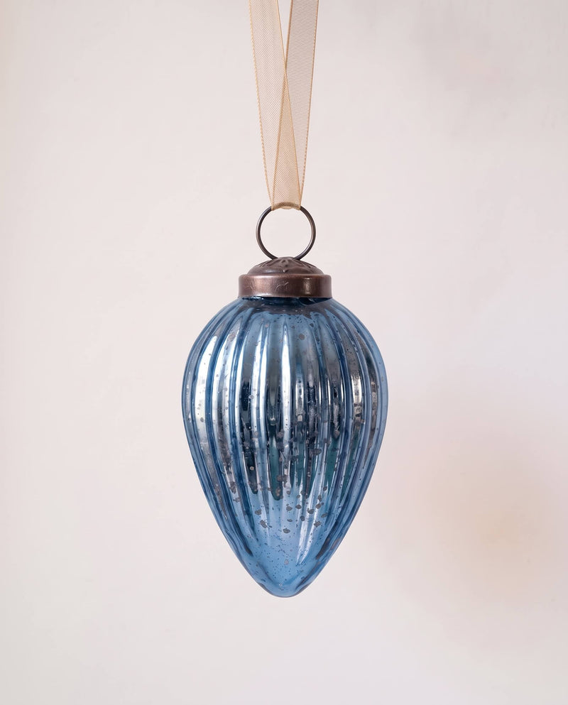 2" Navy Pinecone Glass Ornament