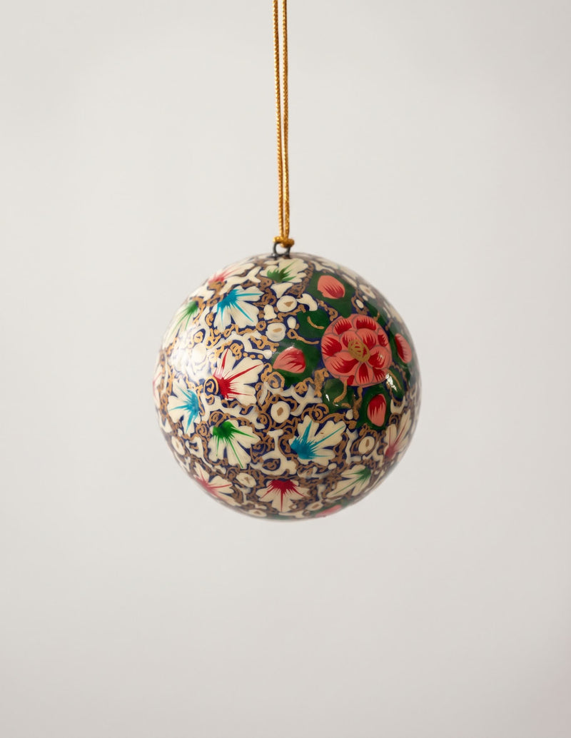 2" Navy Floral Handpainted Ornament
