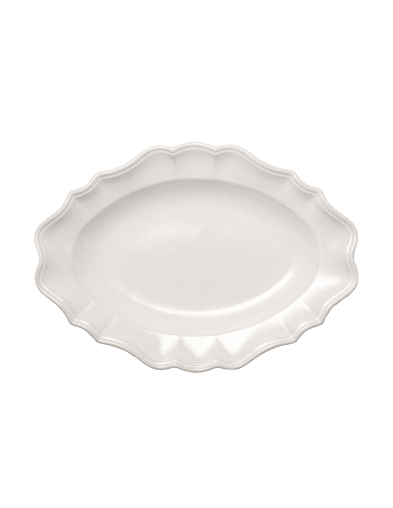Manoir White Scalloped Japanese Stoneware Platter