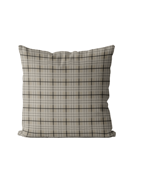 Taupe Check Cushion Cover | Organic Cotton Linen - Faire Living