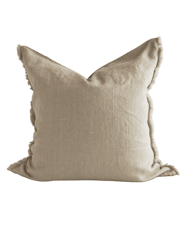 Linen Cushion Cover Natural Fringe 26x26 - Faire Living