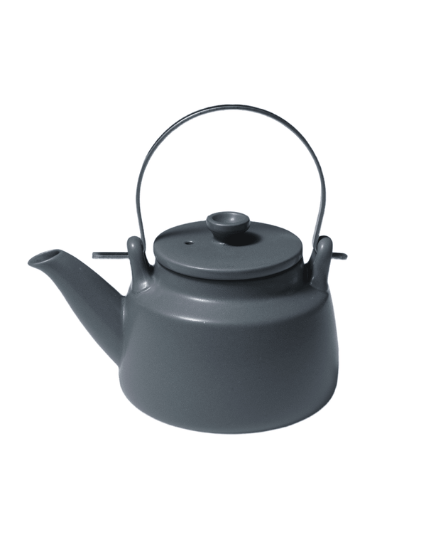 Indigo Japanese Porcelain Teapot with Metal Handle and Mesh Strainer - Faire Living
