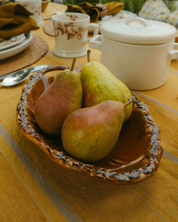 Fanette Amber Porcelain Floral Serving Bowl