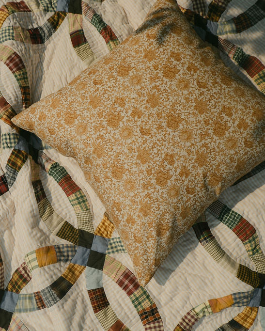 Golden Vine Cushion Cover | Organic Cotton Linen