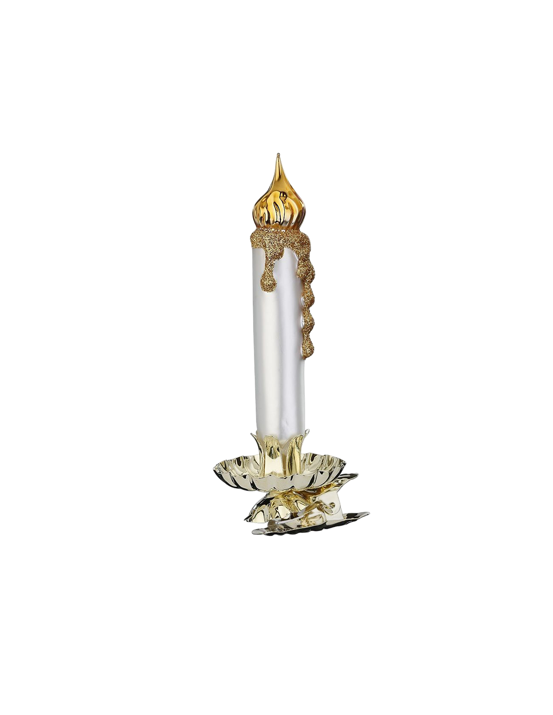 Candle Clip — Glass candle clip ornament with gold metal clip, handmade by Inge-Glas® artisans in Lauscha.