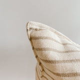 20" Greige Stripe Handwoven Cotton Cushion