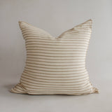 20" Greige Stripe Handwoven Cotton Cushion