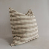 20" Greige Gingham Handwoven Cotton Cushion Cover