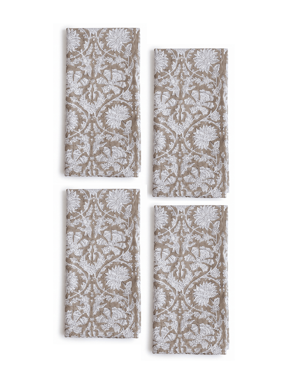 Chocolate Floral Cotton Napkin Set