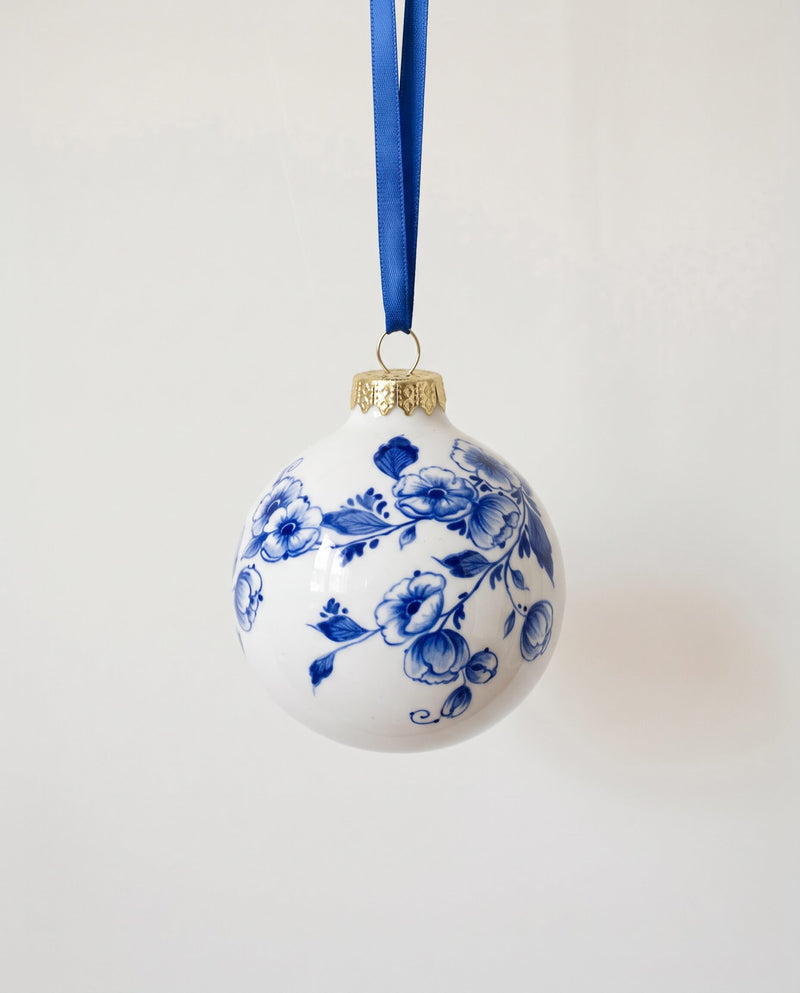 Delft Porcelain Floral Christmas Balls