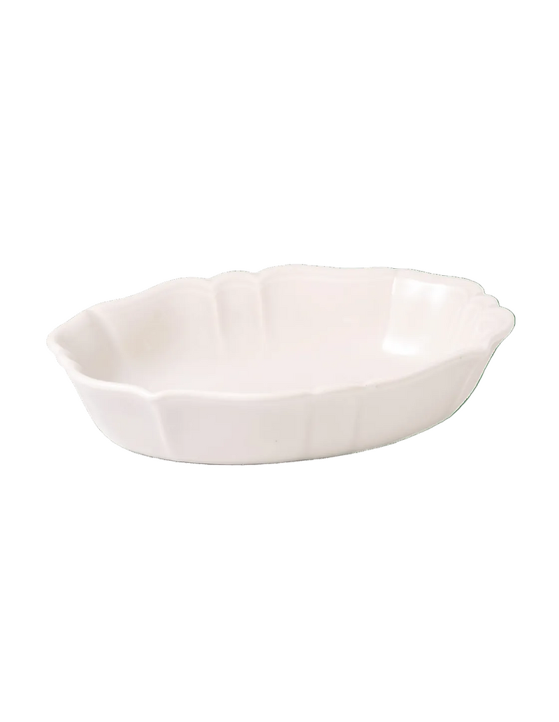 White Japanese Scalloped Baking Dish
