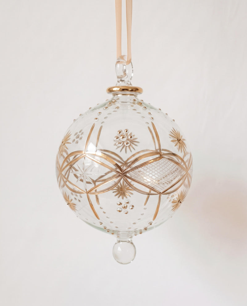 Large Gold Sunburst Egyptian Glass Ornament