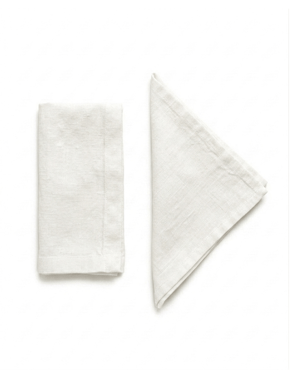 White Linen Napkin Pair