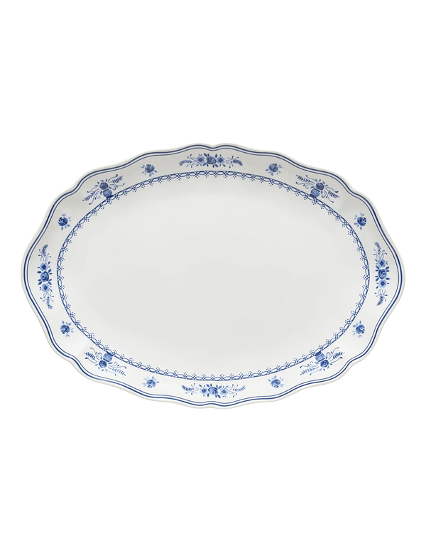 Filet Large Blue Floral Oval Platter - Faire Living