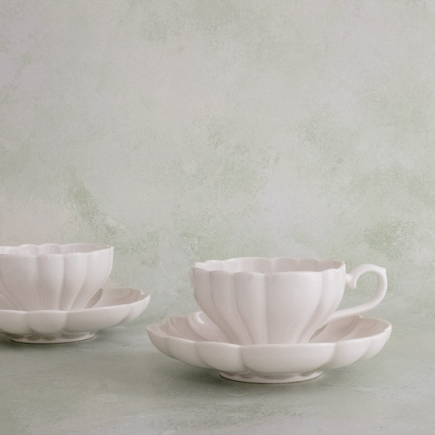 White Bouquet Teacup & Saucer by Marumitsu Pottery of Japan