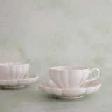White Bouquet Teacup & Saucer by Marumitsu Pottery of Japan