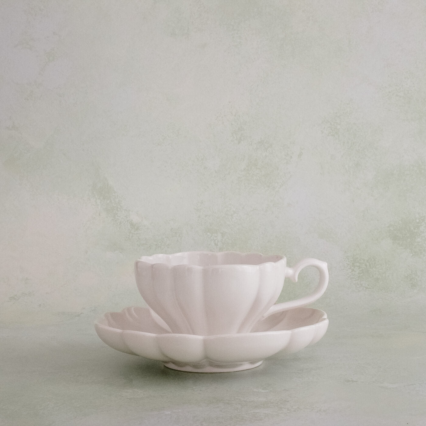 White Bouquet Teacup & Saucer by Marumitsu Pottery Japan