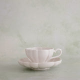 White Bouquet Teacup & Saucer by Marumitsu Pottery Japan