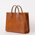 Jackie Cognac Midi Leather Briefcase - Faire Living