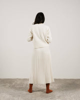 Italian Cashmere Pleated Skirt in White