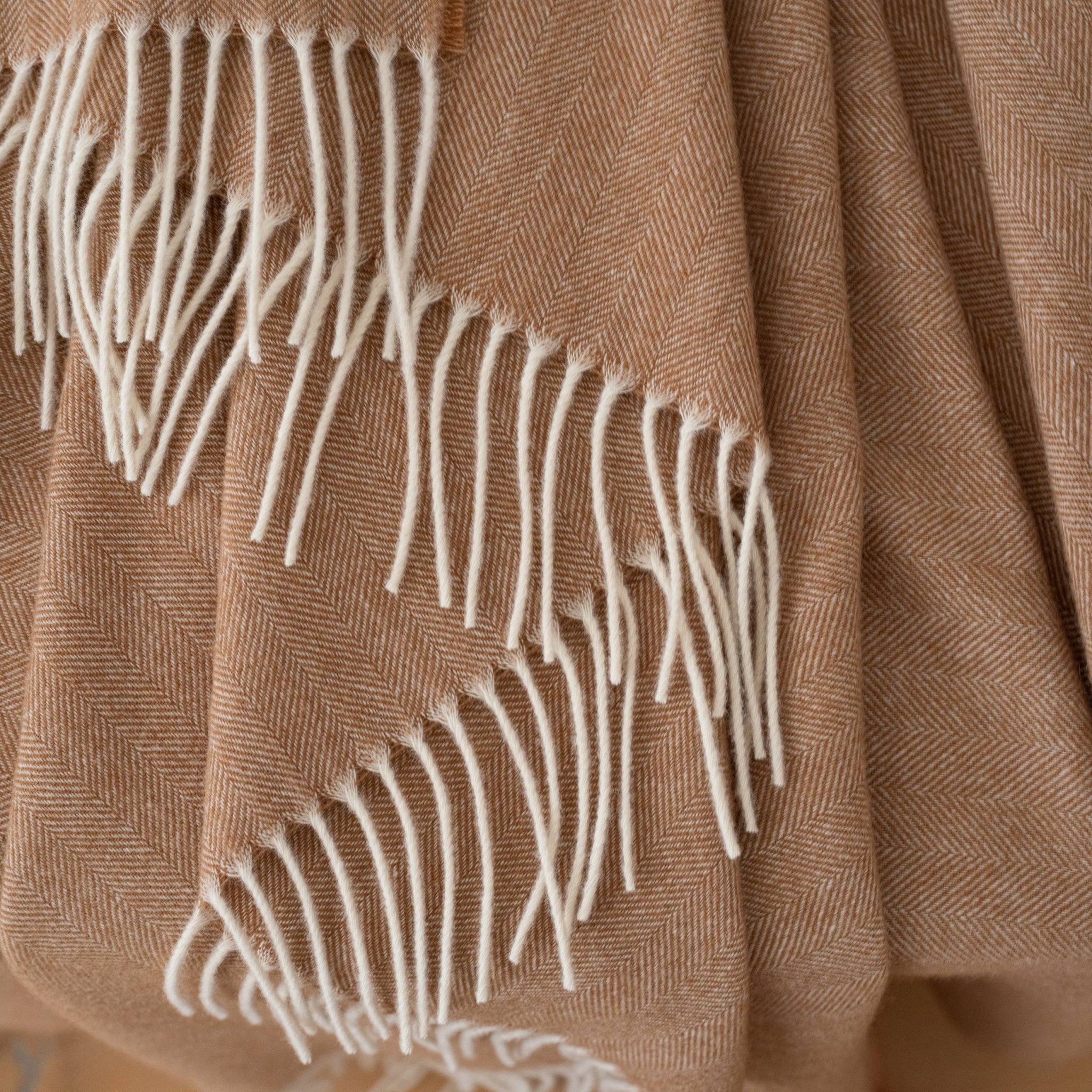 Caramel Pure Merino Wool Throw - Faire Living