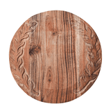 Laurel Carved Acacia Wood Round Serving Board - Faire Living
