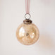 2 inch champagne gold crackle glass Christmas bauble with a bronze cap and ribbon hanger, made in India