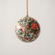 2 inch turquoise papier-mache Christmas ornament hand-painted with pink Kashmiri florals