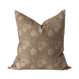 Gold Floral Cotton Linen Pillow Cover - Faire Living