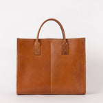 Jackie Cognac Midi Leather Briefcase - Faire Living