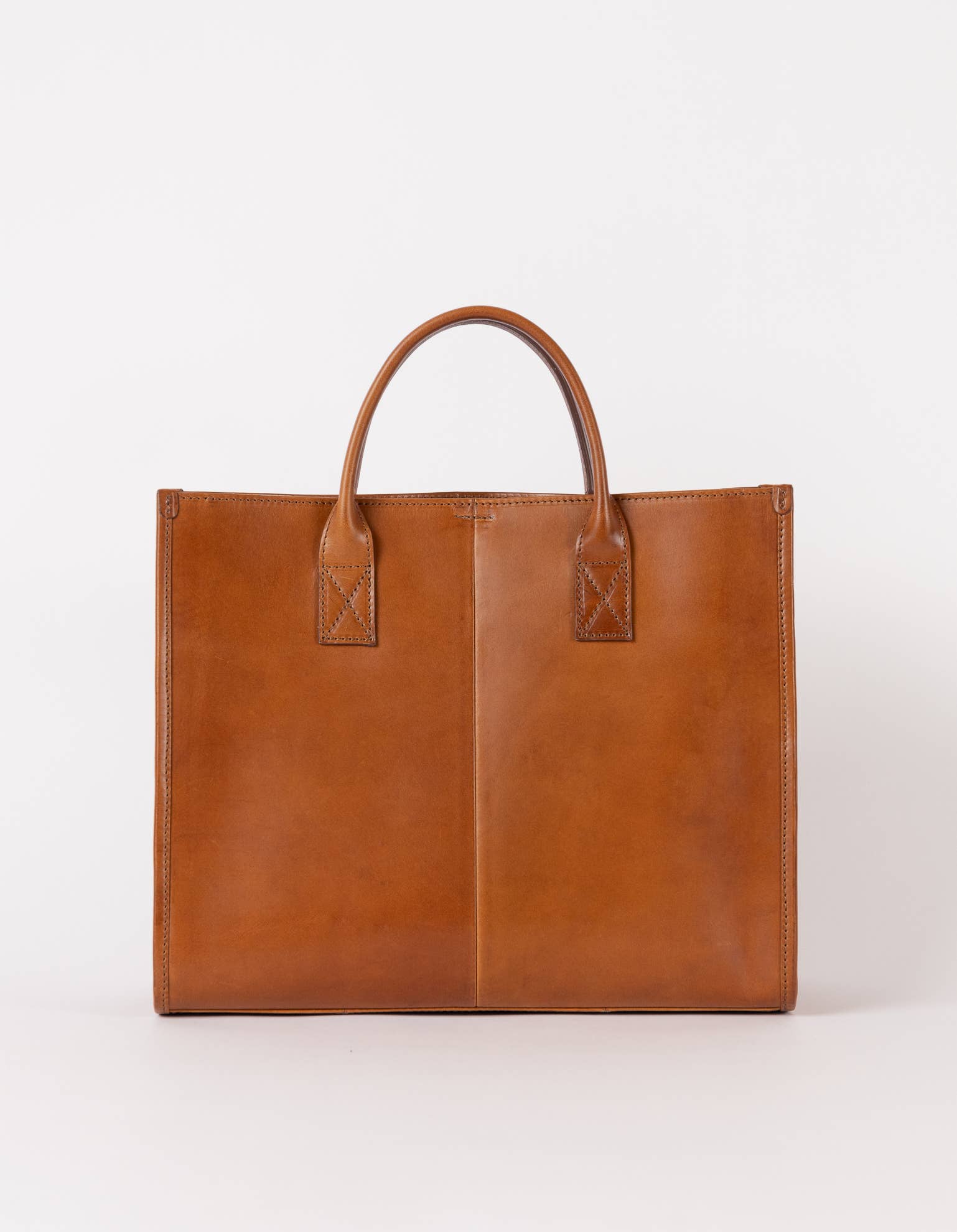 Jackie Cognac Midi Leather Briefcase - Faire Living