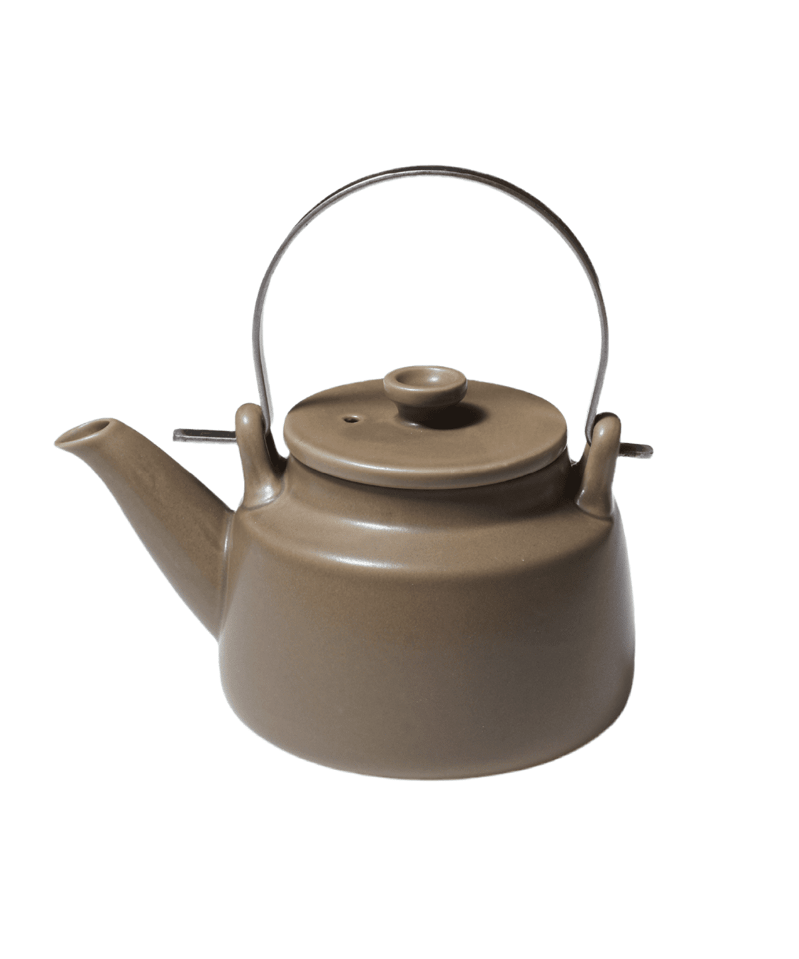 Pre - Order Brown Japanese Porcelain Teapot with Metal Handle and Mesh Strainer - Faire Living