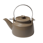 Pre - Order Brown Japanese Porcelain Teapot with Metal Handle and Mesh Strainer - Faire Living
