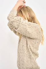 Inishbofin Ladies Aran Sweater in Oat