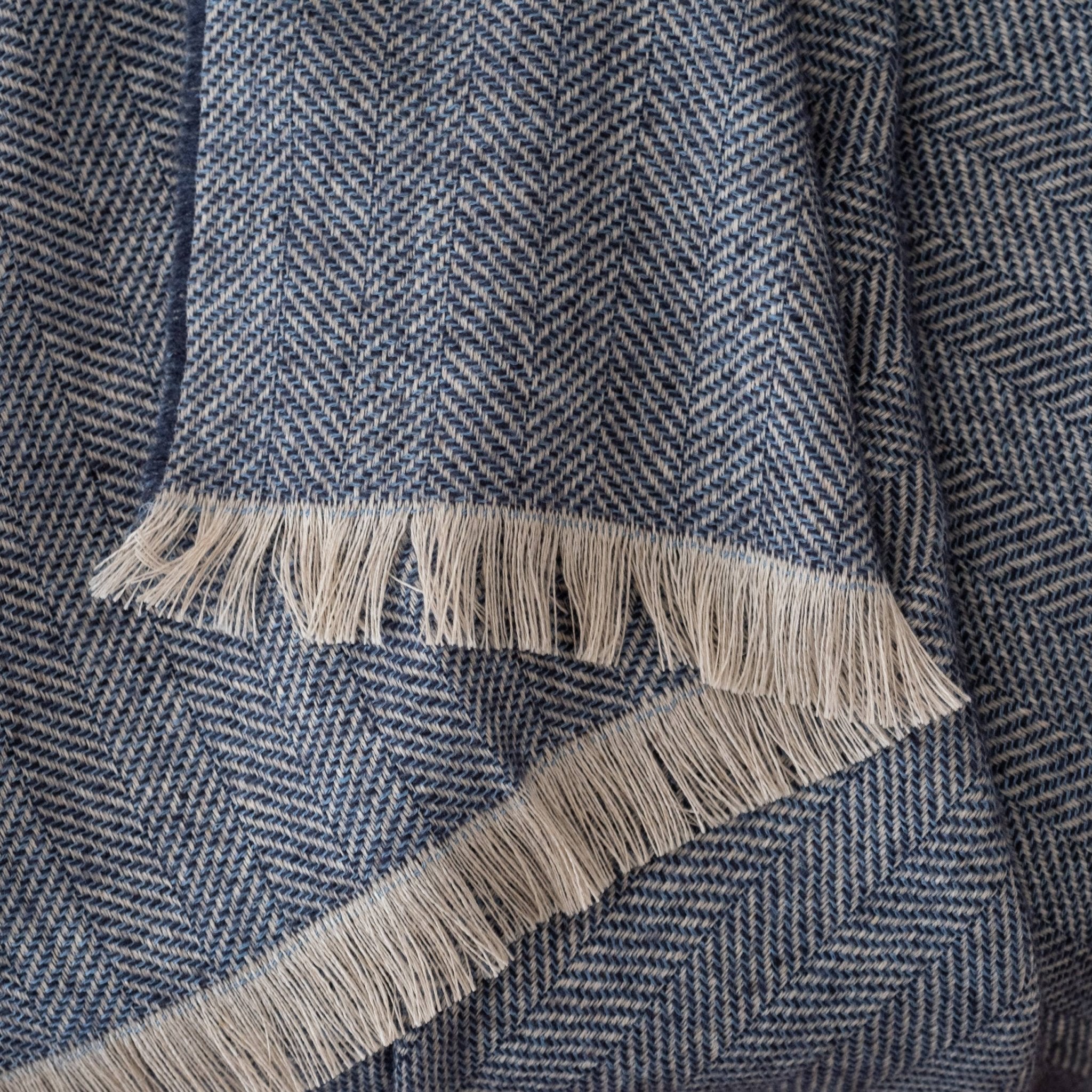 Indigo Baltic Linen & Wool Throw - Faire Living