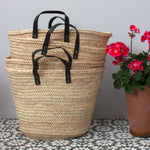 Black Leather Handled French Basket - Faire Living
