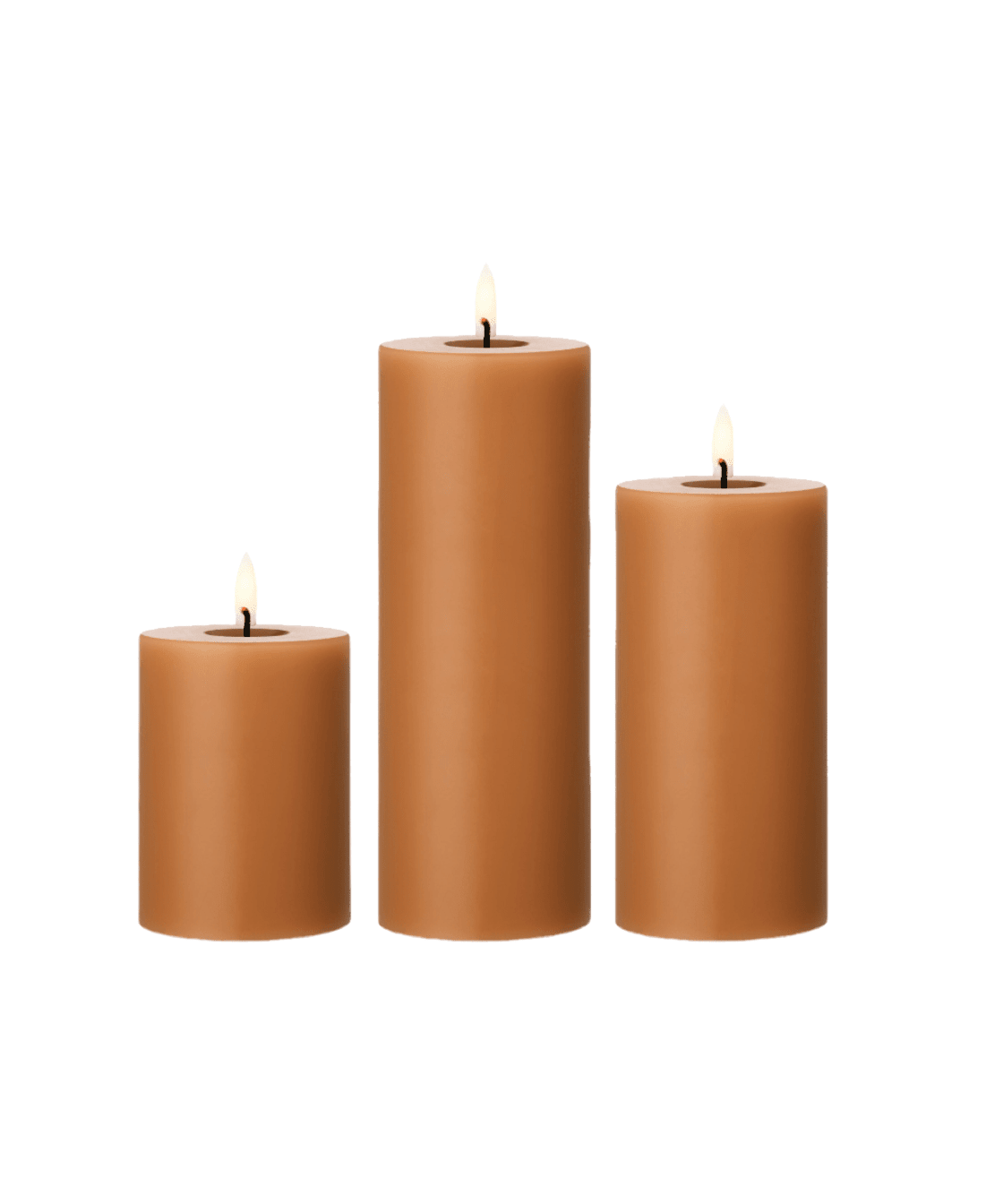 Toffee LED Wax Pillar Candles - Faire Living