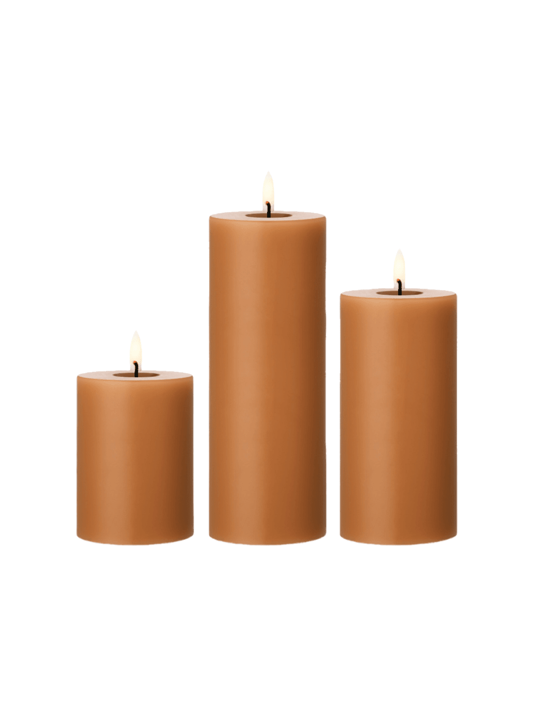 Toffee LED Wax Pillar Candles - Faire Living