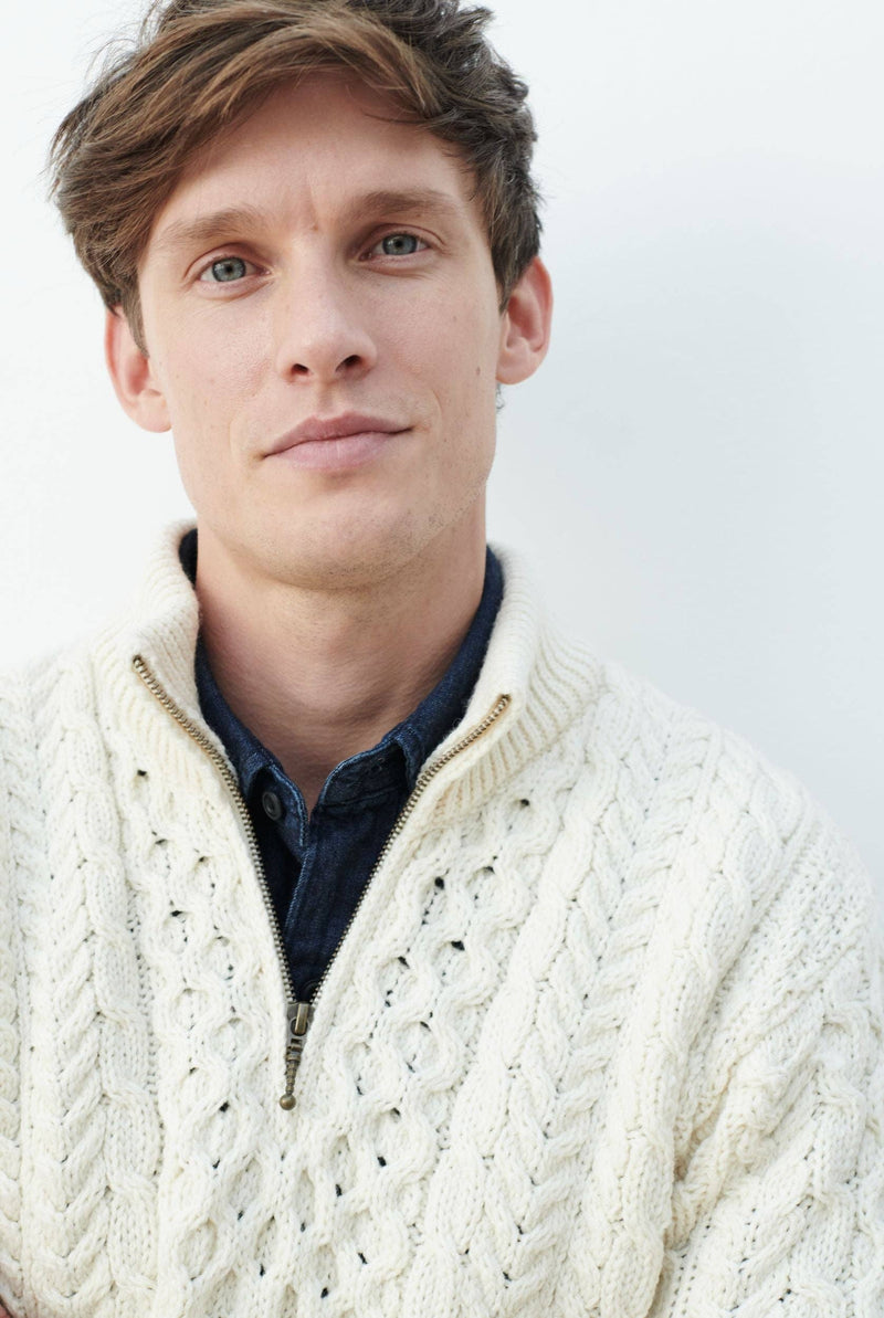 Pure Merino Ballycroy Aran Quarter Zip Sweater