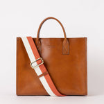 Jackie Cognac Midi Leather Briefcase - Faire Living