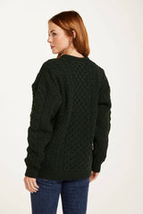 Pure Merino Aran Sweater in Inisheer Green