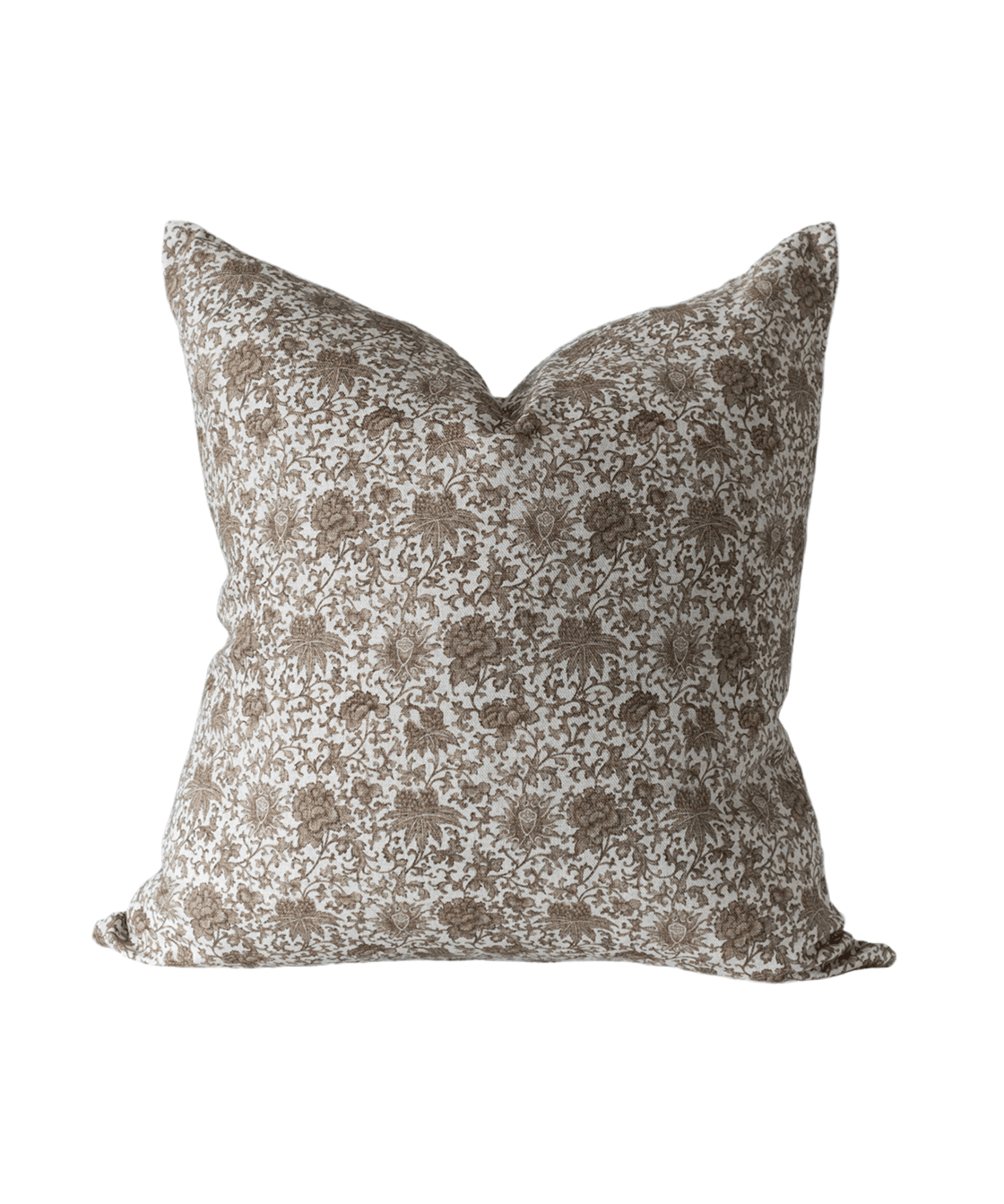 Greige Floral Cotton Linen Pillow Cover - Faire Living