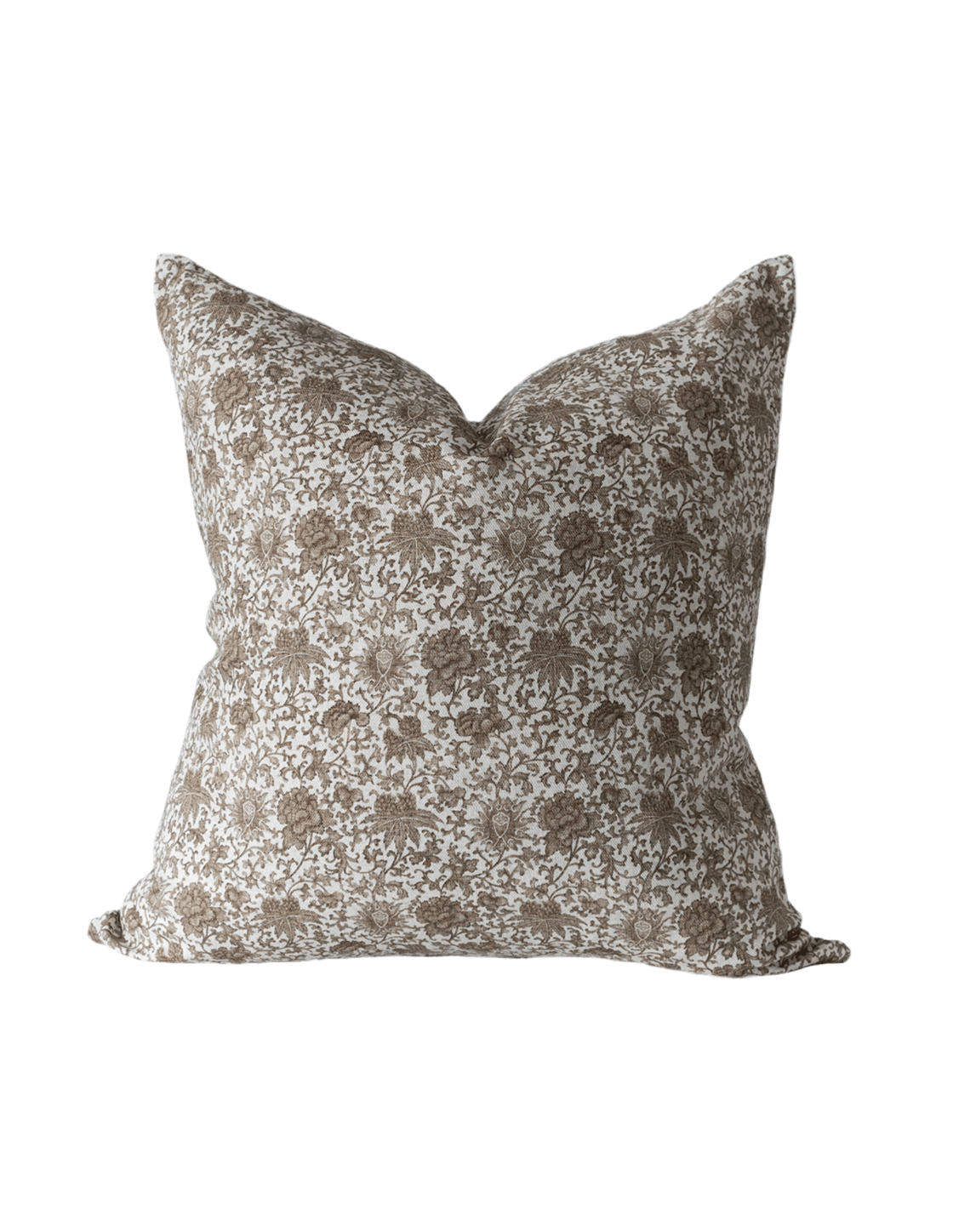 Greige Floral Cotton Linen Pillow Cover - Faire Living