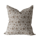 Greige Floral Cotton Linen Pillow Cover - Faire Living