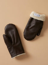1902 leather mittens: Black / Small-Medium