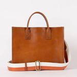 Jackie Cognac Midi Leather Briefcase - Faire Living