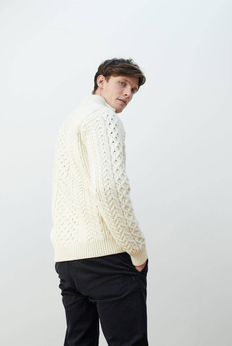 Pure Merino Ballycroy Aran Quarter Zip Sweater