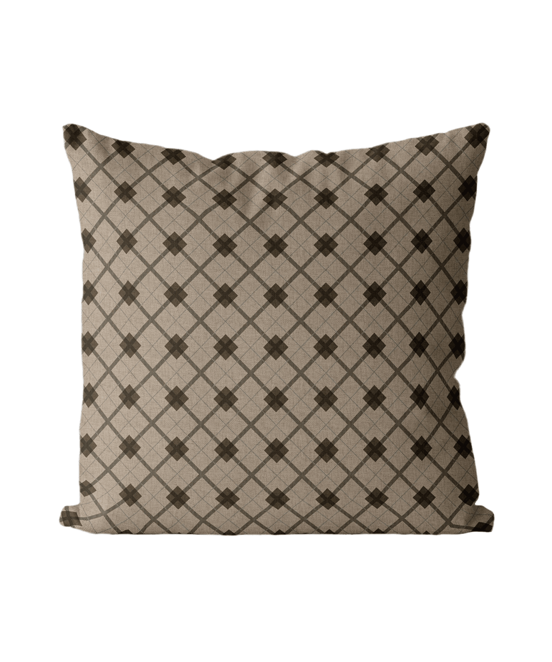 Brown Diamond Cotton Linen Pillow Cover - Faire Living
