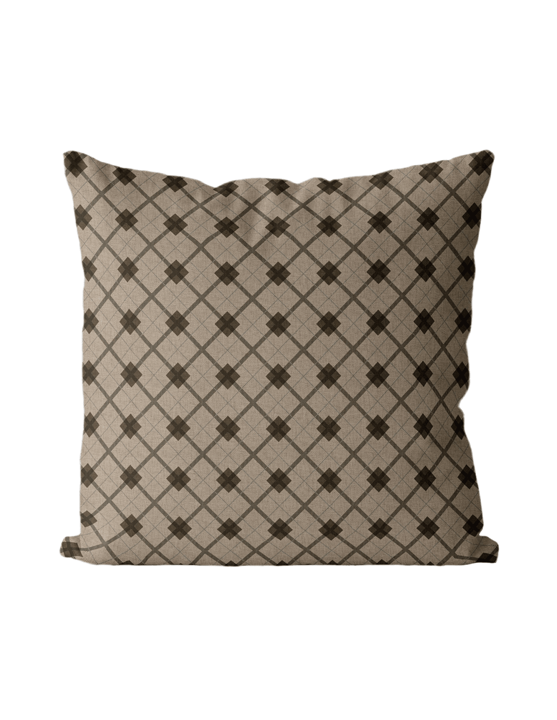Brown Diamond Cotton Linen Pillow Cover - Faire Living