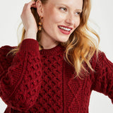 Supersoft Merino Aran Sweater in Éireann Red